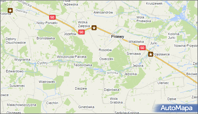 mapa Osieczek gmina Pniewy, Osieczek gmina Pniewy na mapie Targeo