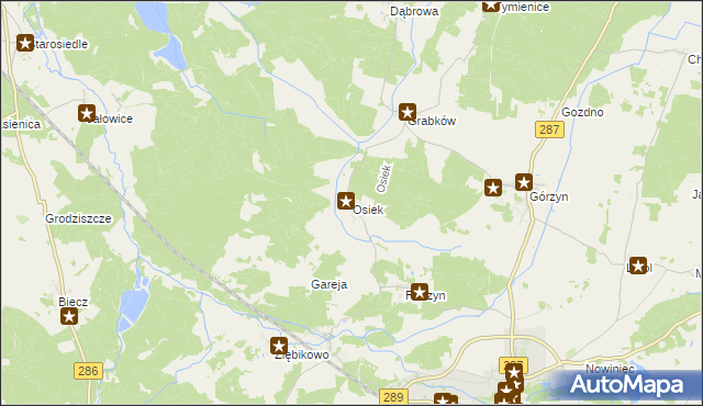 mapa Osiek gmina Lubsko, Osiek gmina Lubsko na mapie Targeo