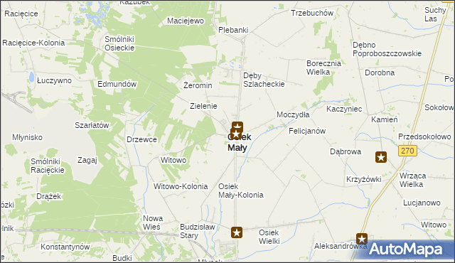 mapa Osiek Mały powiat kolski, Osiek Mały powiat kolski na mapie Targeo