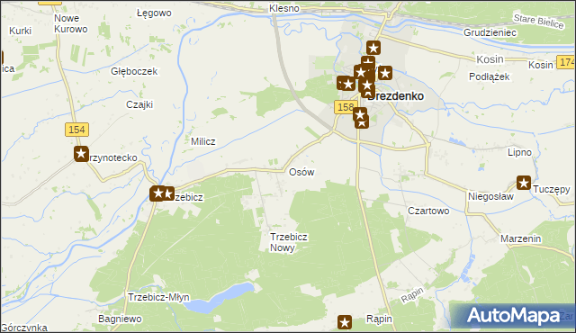 mapa Osów gmina Drezdenko, Osów gmina Drezdenko na mapie Targeo