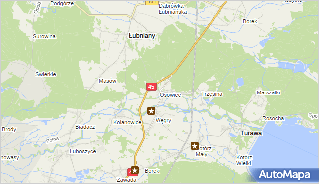mapa Osowiec gmina Turawa, Osowiec gmina Turawa na mapie Targeo