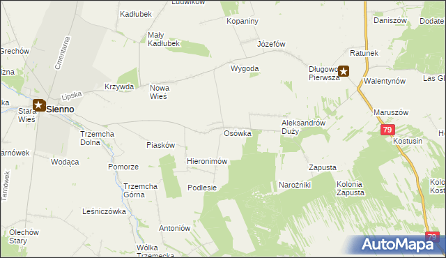 mapa Osówka gmina Sienno, Osówka gmina Sienno na mapie Targeo