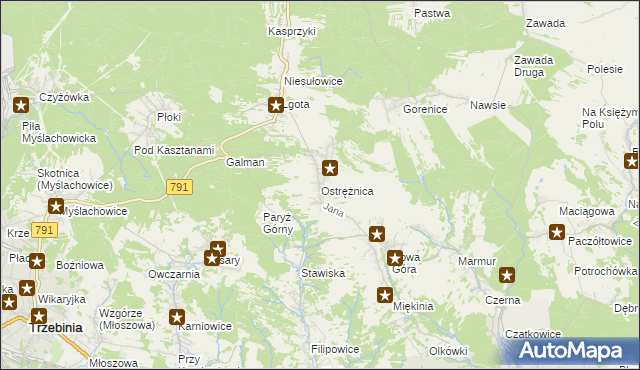 mapa Ostrężnica, Ostrężnica na mapie Targeo