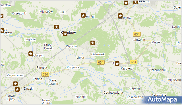 mapa Ostrówek gmina Klembów, Ostrówek gmina Klembów na mapie Targeo