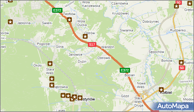 mapa Ostrowik gmina Celestynów, Ostrowik gmina Celestynów na mapie Targeo