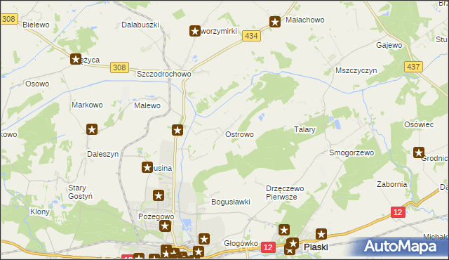 mapa Ostrowo gmina Gostyń, Ostrowo gmina Gostyń na mapie Targeo