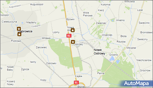mapa Ostrowy-Cukrownia, Ostrowy-Cukrownia na mapie Targeo