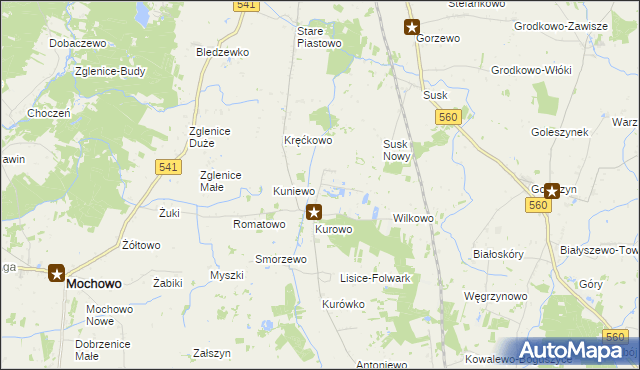 mapa Ostrowy gmina Gozdowo, Ostrowy gmina Gozdowo na mapie Targeo