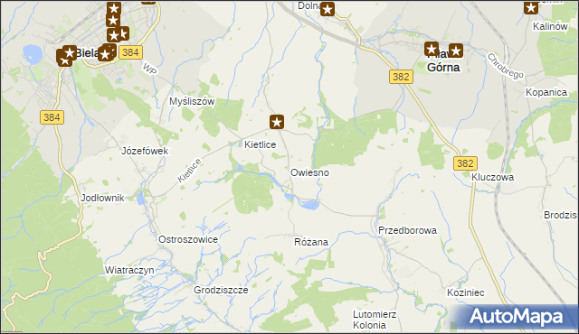 mapa Owiesno, Owiesno na mapie Targeo