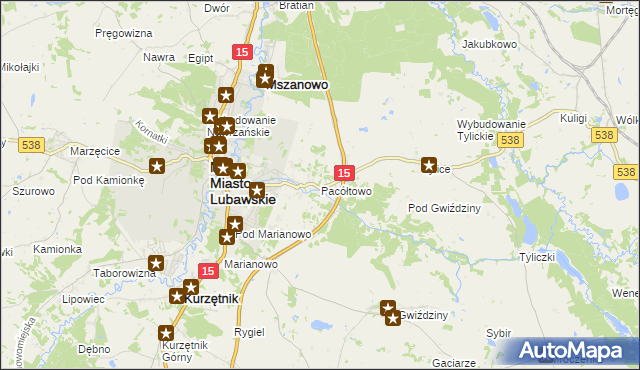 mapa Pacółtowo gmina Nowe Miasto Lubawskie, Pacółtowo gmina Nowe Miasto Lubawskie na mapie Targeo