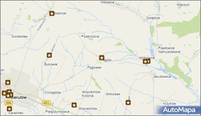 mapa Pągów gmina Wilków, Pągów gmina Wilków na mapie Targeo