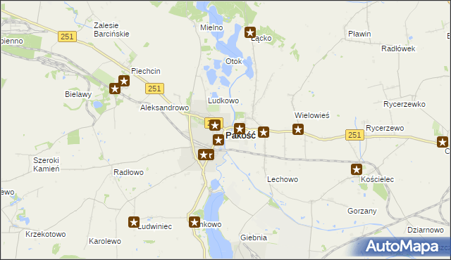 mapa Pakość powiat inowrocławski, Pakość powiat inowrocławski na mapie Targeo