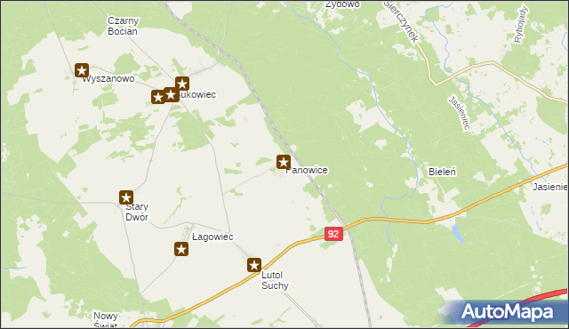 mapa Panowice, Panowice na mapie Targeo