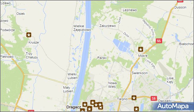 mapa Parski gmina Grudziądz, Parski gmina Grudziądz na mapie Targeo