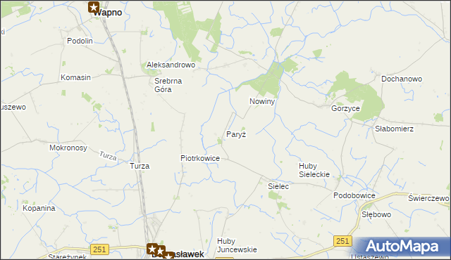 mapa Paryż gmina Żnin, Paryż gmina Żnin na mapie Targeo