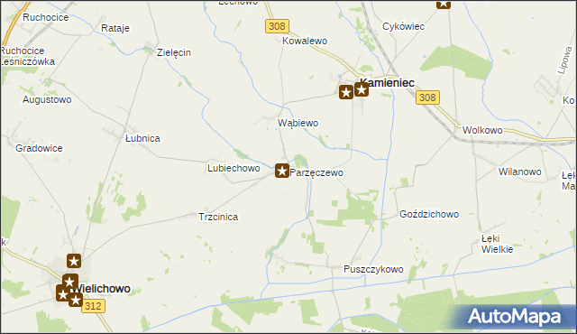 mapa Parzęczewo, Parzęczewo na mapie Targeo