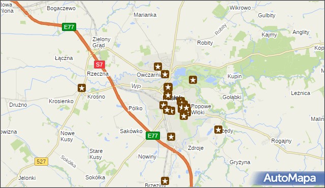 mapa Pasłęk, Pasłęk na mapie Targeo