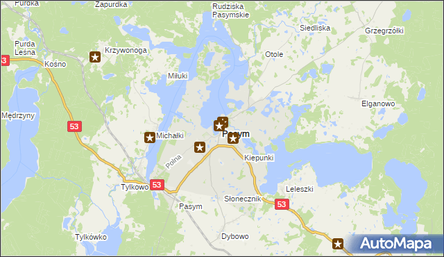 mapa Pasym powiat szczycieński, Pasym powiat szczycieński na mapie Targeo