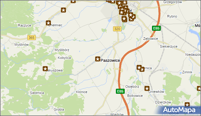 mapa Paszowice, Paszowice na mapie Targeo