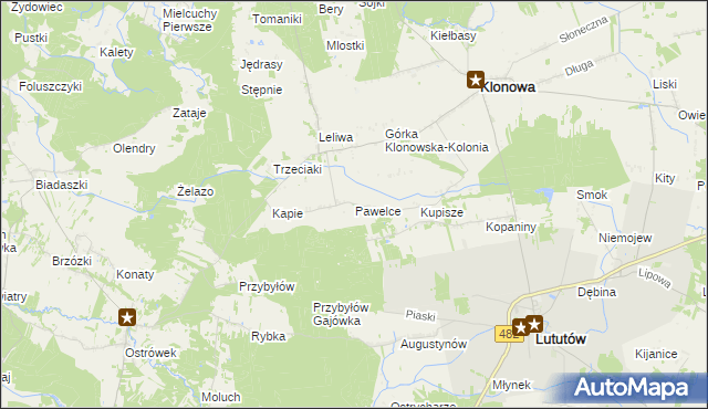 mapa Pawelce, Pawelce na mapie Targeo