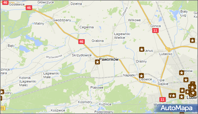 mapa Pawonków, Pawonków na mapie Targeo