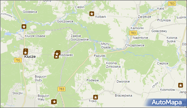 mapa Pazurek, Pazurek na mapie Targeo