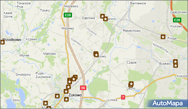 mapa Pępowo gmina Żukowo, Pępowo gmina Żukowo na mapie Targeo