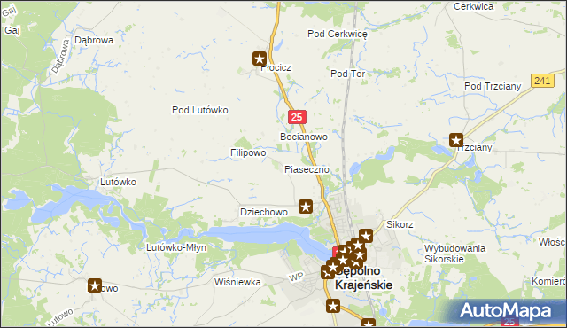 mapa Piaseczno gmina Sępólno Krajeńskie, Piaseczno gmina Sępólno Krajeńskie na mapie Targeo