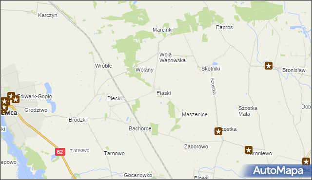 mapa Piaski gmina Kruszwica, Piaski gmina Kruszwica na mapie Targeo