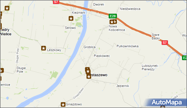 mapa Piaskowiec gmina Ostaszewo, Piaskowiec gmina Ostaszewo na mapie Targeo