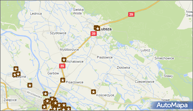 mapa Piastowice gmina Lubsza, Piastowice gmina Lubsza na mapie Targeo