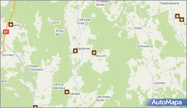 mapa Piecuchy, Piecuchy na mapie Targeo