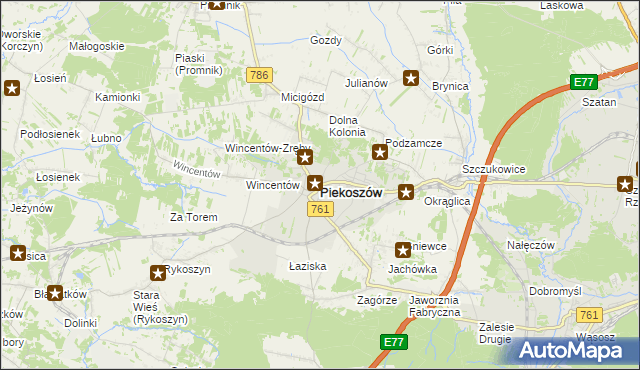 mapa Piekoszów, Piekoszów na mapie Targeo