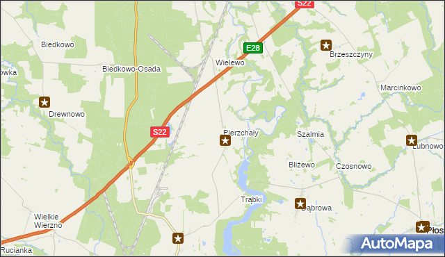 mapa Pierzchały gmina Płoskinia, Pierzchały gmina Płoskinia na mapie Targeo