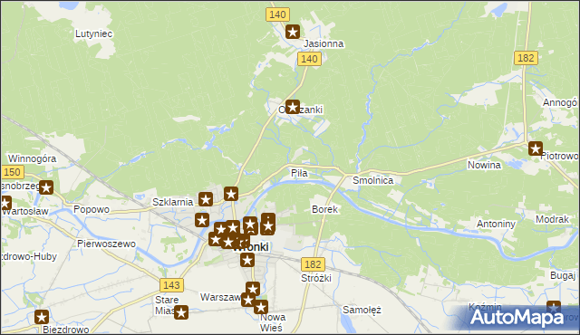 mapa Piła gmina Wronki, Piła gmina Wronki na mapie Targeo