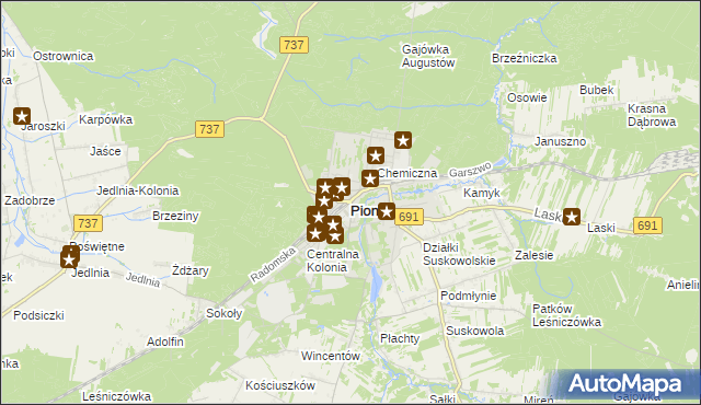 mapa Pionki, Pionki na mapie Targeo