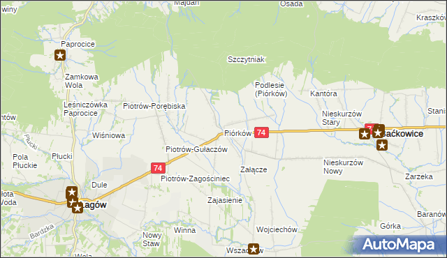 mapa Piórków, Piórków na mapie Targeo