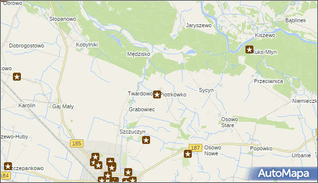 mapa Piotrkówko gmina Szamotuły, Piotrkówko gmina Szamotuły na mapie Targeo