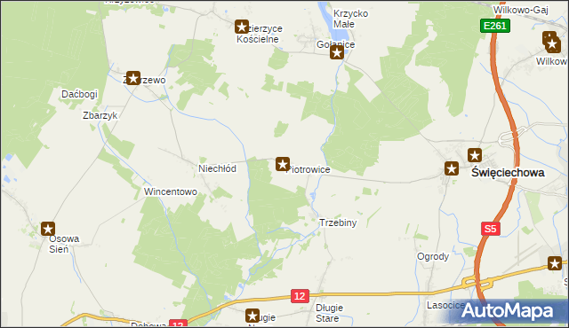 mapa Piotrowice gmina Święciechowa, Piotrowice gmina Święciechowa na mapie Targeo