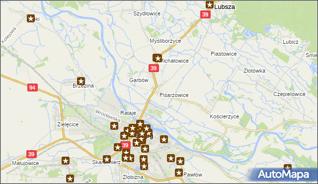 mapa Pisarzowice gmina Lubsza, Pisarzowice gmina Lubsza na mapie Targeo