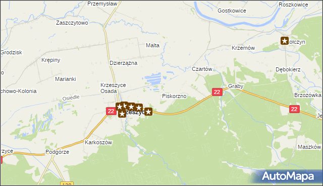 mapa Piskorzno, Piskorzno na mapie Targeo