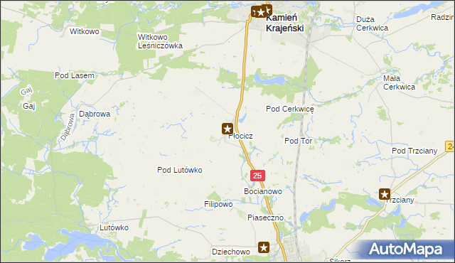 mapa Płocicz gmina Kamień Krajeński, Płocicz gmina Kamień Krajeński na mapie Targeo