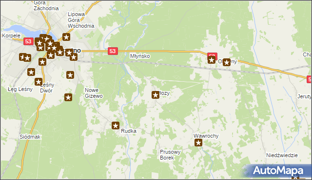 mapa Płozy, Płozy na mapie Targeo