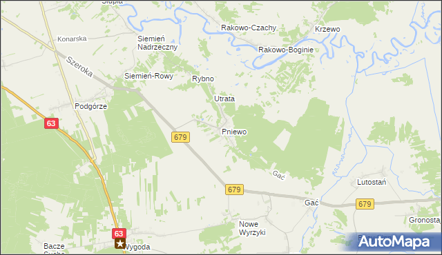 mapa Pniewo gmina Łomża, Pniewo gmina Łomża na mapie Targeo