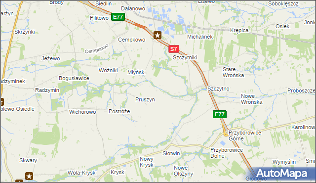 mapa Poczernin gmina Płońsk, Poczernin gmina Płońsk na mapie Targeo