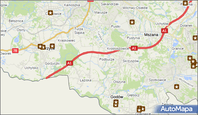 mapa Podbucze gmina Godów, Podbucze gmina Godów na mapie Targeo