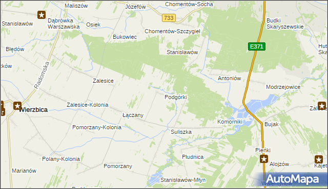 mapa Podgórki gmina Wierzbica, Podgórki gmina Wierzbica na mapie Targeo