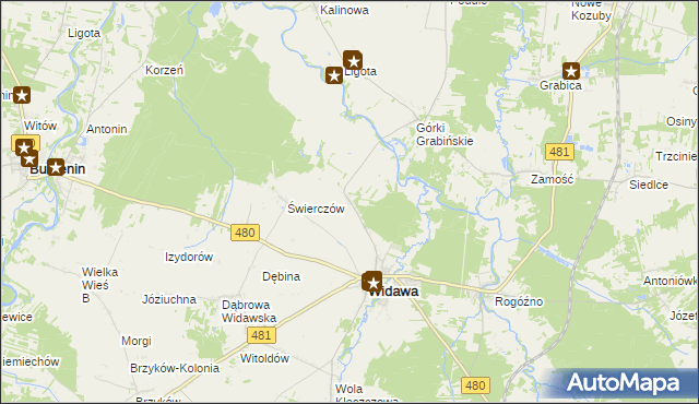 mapa Podgórze gmina Widawa, Podgórze gmina Widawa na mapie Targeo