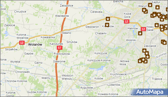 mapa Podkończyce, Podkończyce na mapie Targeo