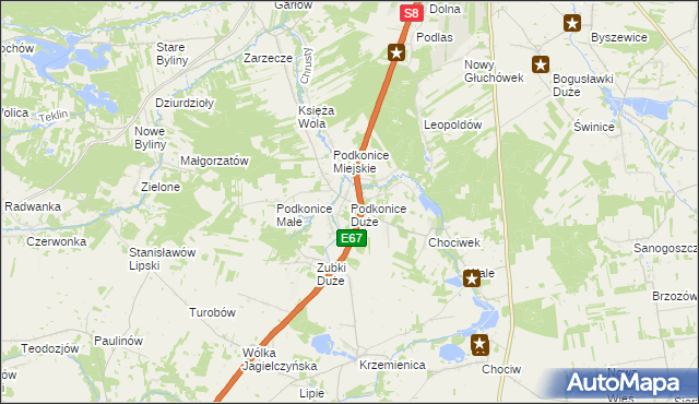 mapa Podkonice Duże, Podkonice Duże na mapie Targeo